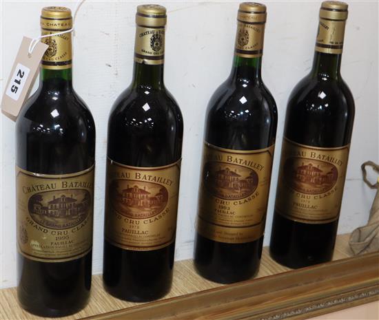 Four bottles of Chateau Batailley - Pauillac, 1978, 1993 and 1995